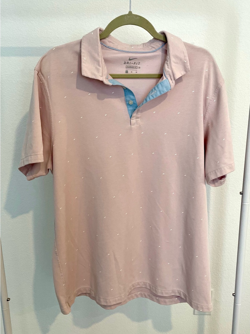 Nike Men’s XL Light Pink Polo with Contrast Blue Placket